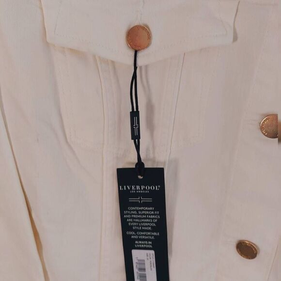 Liverpool NWT Classic White Denim Jacket 2XL Button-Front Trucker Style - Picture 5 of 12